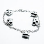 Bratara din argint simplu cu lant si inimioare - stil fashion - B165A8E