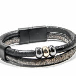 Bratara din piele si otel inoxidabil - BPX022