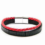 Bratara din piele snur si otel inoxidabil - BOX041