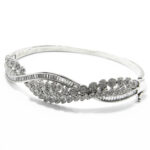 Bratara fixa din argint si cristale albe - stil vintage - Beatrice - B150A13B-2