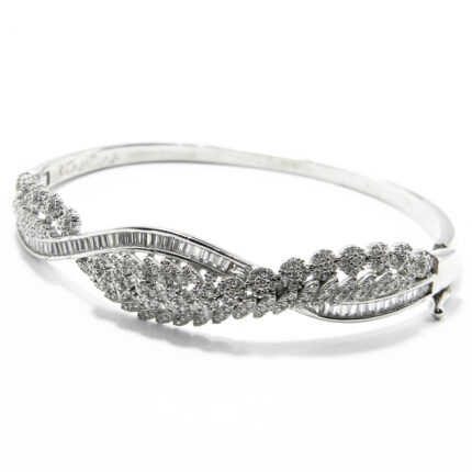 Bratara fixa din argint si cristale albe - stil vintage - Beatrice - B150A13B-2
