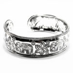 Bratara fixa din argint cu elefanti - stil Art Deco - B200Y17E