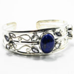 Bratara fixa din argint cu lapis lazuli ametist si cristal de stanca - Unicat - B250Y55DX