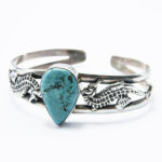 Bratara fixa din argint cu turcoaz - Caluti de mare - model vintage unicat - B170A2XZ