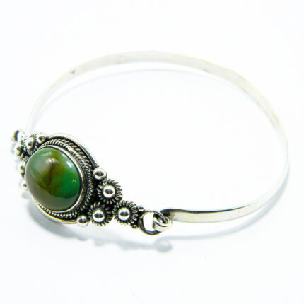 Bratara fixa din argint cu turcoaz verde - stil vintage Art Deco - B157Y-16