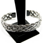 Bratara fixa din argint fara pietre - stil vintage - Olimpia - B150A4F