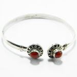Bratara fixa din argint 925 si coral - stil vintage -Unicat - B235Y11C - imagine 7