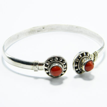 Bratara fixa din argint 925 si coral - stil vintage -Unicat - B235Y11C