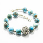 Bratara handmade din argint cu apatite - Unicat - stil vintage oriental - HM0536X