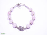 Bratara handmade unicat din argint cu cuart roz si pietre zirconiu - HM0716