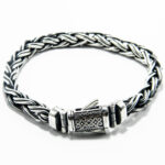 Bratara impletita din argint patinat - model bizantin - Unisex - 21 cm - B150A47FX