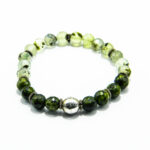 Bratara pe elastic din argint cu jasp verde si cuart - Unicat - HM0618C