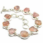 Bratara unicat din argint cu cuart roz - stil oriental - B105A33CX