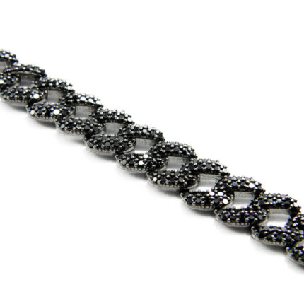 Bratara unicat din argint antichizat si pietre zirconia negre - stil vintage - B190E15FX