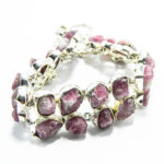 Bratara unicat din argint cu rodonit brut - stil vintage oriental - B160A11DX