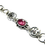 Bratara unicat din argint cu rubin si granat - stil Art Nouveau - B229Y23F