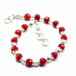 Bratara unicat handmade din argint cu jad rosu - stil vintage - B135HM14G
