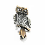 Brosa Bufnita din argint si bronz - model vintage - BR145E1D
