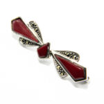 Brosa din argint cu carneol si marcasite - Funda - BR273Y17G-2