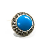 Brosa din argint 925 marcasite si email albastru - Marina - BR110A1B