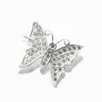 Brosa mica din argin cu pietre zirconiu - Fluture - BR175A2F