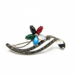 Brosa model Floare din argint cu pietre semipretioase - stil vintage - BR240Y22G