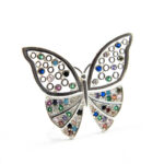 Brosa model Fluture - Culori pastel - Argint 925 cu pietre zirconiu - BR170A2G-2