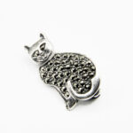 Brosa model Pisica din argint 925 cu marcasite - BR260Y26G