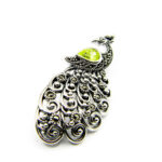 Brosa-pandantiv Paun din argint cu marcasite si topaz galben - Unicat - BR273Y16G-1