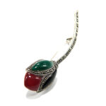 Brosa unicat din argint cu marcasite si pietre semipretioase - Lalea - BR234Y10E-2