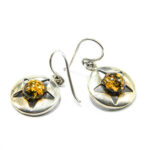 Cercei din argint cu chihlimbar - Stars - C140B-70