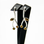 Cercei din argint cu chihlimbar verde - stil fashion - Maia - K120Y30D-2