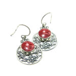 Cercei din argint cu coral - stil Art Nouveau - K229Y39E