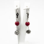 Cercei handmade din argint cu coral - stil vintage oriental - Aretha - K135HM114G