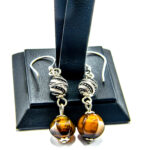 Cercei handmade unicat din argint cu agate maro - Silvia - HM0687X