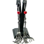 Cercei lungi din argint si coral - stil vintage oriental - Handmade - Unicat - K135HM37G