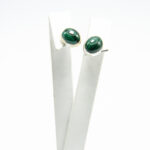 Cercei mici din argint cu malachit - stil fashion - K229Y86E