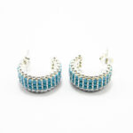 Cercei mici din argint cu pietre bleu - stil fashion - K135A73G