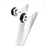 Cercei minimalisti din argint cu pietre zirconiu negre - stil fashion - C160A-81