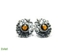 Cercei unicat din argint cu cuart fumuriu si marcasite - stil oriental - K200E44F-1