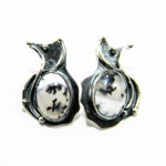 Cercei unicat din argint si agat dendritic - stil vintage - K229Y30E