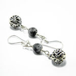 Cercei unicat handmade din argint cu agat dendritic - stil vintage oriental - HM0819BX