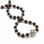 Colier unicat handmade din argint cu granat - influente florale - HM0657X