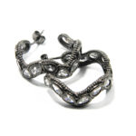 Cercei unicat vintage din argint antichizat si cristale albe - stil Art Nouveau - K185E36B