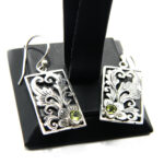 Cercei vintage din argint cu olivina - model Art Nouveau - K239Y5D