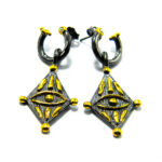 Cercei vintage handmade din argint antichizat si bronz - stil oriental - Unicat - K210F10G