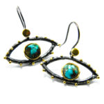 Cercei vintage handmade din argint si turcoaz natural - Ochiul Magic - Unicat - K210F8G