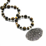 Colier argint cu ochi de tigru - Copacul vietii - Handmade - Unicat - HM0749X