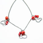 Colier handmade din argint si coral - stil fashion - Unicat - CL145F1FX