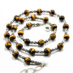 Colier handmade unicat din argint cu ochi de tigru - stil vintage - Unisex - HM0772X